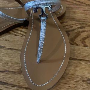 Tory Burch silver sandals ! Silver or gold go with everything!